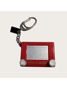 Mini Etch A Sketch Keychain Bag Clip By Basic Fun 1994 Red Vintage Retro Toy